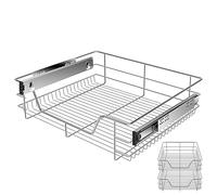 KESSER® cajón telescópico, cajón de cocina, armario de cocina, cesta extraíble, totalmente extraíble Plata