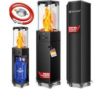 KESSER® Calefactor de gas para terraza, incluye funda protectora, móvil, calentador de llama, calentador de pirámide de terraza, con ruedas