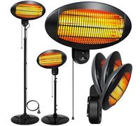 KESSER® Calefactor radiante 2000 vatios ✓ Infrarrojos ✓ de pie ✓ de patio ✓ Terraza ✓ Calefactor radiante ✓ Regulable en altura ✓