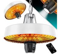 KESSER® Calefactor radiante de techo calefactor radiante infrarrojo 2500W calefactor de patio con mando a distancia radiador de cuarzo | luz LED | techo | radiador infrarrojo | con cadena + mosquetón