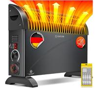 KESSER® Calentador Convector 2000W, temporizador de 24 horas | control térmico continuo | Calentamiento turbo | 3 niveles | Comederos de transporte, negro
