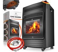 KESSER® Calentador de gas, calentador radiante 3,4 kW, chimenea de gas incl. regulador de presión de gas y manguera de gas, infrarrojo 3400W, calentador radiante de gas, botellas de gas butano, negro