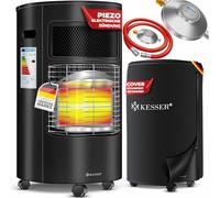 KESSER® Calentador de gas, incluye regulador de presión gas, manguera + funda protectora - 4200 W de cerámica, quemador de cerámica infrarrojo