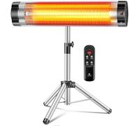 KESSER Calentador infrarrojo, calefacción radiante, trípode telescópico regulable en altura, calefacción radiante para mesa cambiadora, 2500 W con mando a distancia (plata)