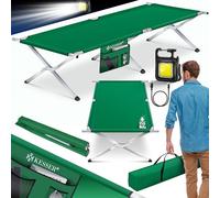 KESSER® Cama de Camping Plegable Resistente con Bolsa de Transporte, Bolsillo Lateral y Luz de Camping | 190x73x45cm hasta 150 kg Tubo de Metal | Tela Oxford 600D Portátil Cómoda | Verde