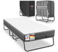 KESSER® Cama plegable de 200 x 90 cm para invitados, incluye colchón de espuma viscoelástica y ruedas, cama de viaje plegable con marco de metal para adultos, soporta hasta 250 kg, cama de metal con