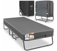 KESSER® Cama plegable de 200 x 90 cm para invitados, incluye colchón de espuma viscoelástica y ruedas, cama de viaje plegable con marco de metal para adultos, soporta hasta 250 kg, cama de metal con