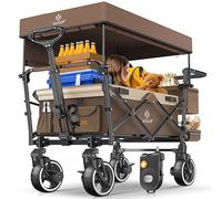 KESSER® Carro Plegable GTS-9100 con Techo | Transporte con Sistema de Correas 3 Puntos | Ruedas de Goma Maciza 360° | Frenos Delanteros y Traseros + Bolsa de Transporte Marrón