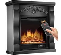 KESSER® Chimenea eléctrica - Chimenea eléctrica con efecto de llama LED 3D, con función de calefacción, chimenea eléctrica con 1800W de potencia, temporizador semanal, Mansión/Negro