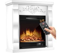 KESSER® Chimenea eléctrica - Chimenea eléctrica con efecto de llama LED 3D, con función de calefacción, chimenea eléctrica con 1800W de potencia, temporizador semanal, control remoto, regulable