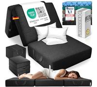 KESSER® Colchón plegable de 90 x 200 x 15 cm, colchón para invitados plegable en 3 partes para convertir en taburete, colchón de espuma de 25 kg/m³, extragrueso, 15 cm, transpirable, lavable, funda