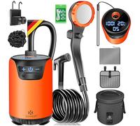 KESSER® Ducha solar de camping con bomba y batería recargable de 8000 mAh, juego de ducha para camping, incluye cabezal de ducha ajustable, manguera de 2 m, pistola de pulverización, soporte y