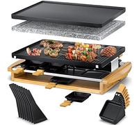 KESSER® el raclette grill con piedra de parrilla natural, placa de parrilla de mesa para 8 personas, parrilla eléctrica de raclette placa de parrilla con revestimiento antiadherente