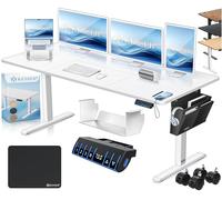 KESSER® Escritorio eléctrico Regulable en Altura, Escritorio Ergonómico de Bipedestación, Control de Memoria de 3 Funciones, Incl. Ruedas de 360° y Puerto de Carga USB, 160x70 cm - Blanco
