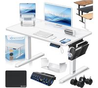 KESSER® Escritorio eléctrico Regulable en Altura, Escritorio Ergonómico de Bipedestación, Control de Memoria de 3 Funciones, Incl. Ruedas de 360° y Puerto de Carga USB, 100x60 cm - Blanco