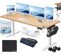 KESSER® Escritorio eléctrico Regulable en Altura, Escritorio Ergonómico de Bipedestación, Control de Memoria de 3 Funciones, Incl. Ruedas de 360° y Puerto de Carga USB, 160x70 cm - Beige