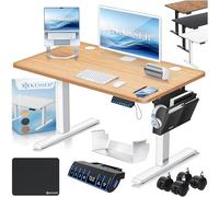 KESSER® Escritorio eléctrico Regulable en Altura, Escritorio Ergonómico de Bipedestación, Control de Memoria de 3 Funciones, Incl. Ruedas de 360° y Puerto de Carga USB, 100x60 cm - Beige