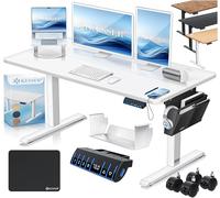 KESSER® Escritorio eléctrico Regulable en Altura, Escritorio Ergonómico de Bipedestación, Control de Memoria de 3 Funciones, Incl. Ruedas de 360° y Puerto de Carga USB, 120x60 cm - Blanco