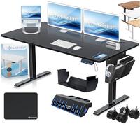 KESSER® Escritorio eléctrico Regulable en Altura, Escritorio Ergonómico de Bipedestación, Control de Memoria de 3 Funciones, Incl. Ruedas de 360° y Puerto de Carga USB, 140x70 cm - Negro