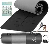 KESSER® Esterilla de gimnasia con correa de transporte, esterilla de yoga de TPE, acolchada y antideslizante, 183 x 61, esterilla de para deportes de fitness, Pilates y gimnasia