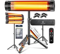 KESSER® Estufa de infrarrojos para terraza, 2500 W, con mando a distancia, incluye funda protectora, trípode telescópico de altura ajustable, foco de mesa para terraza, calentador de cuarzo,