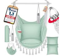 KESSER® Hamaca colgante Safari XXL para adultos y niños, hamaca de hasta 150 kg, asiento colgante para interiores y exteriores, incluye bolsa de transporte, 2 cojines, soporte para bebidas y