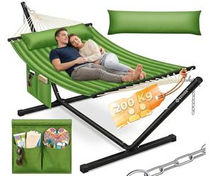 KESSER® Hamaca Hill con Estructura Almohada Doble para 2 Personas - Resistente Marco - Capacidad 200kg Interior y Exterior XXL Columpio Doble Multijugador Jardín Piscina Balcón Terraza Caqui