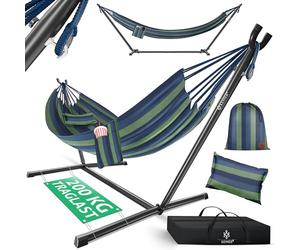 KESSER® Hamaca Lake con Estructura Doble para 2 Personas - Resistente Marco 200kg Capacidad Interior y Exterior XXL Columpio Doble Multijugador Jardín Piscina Balcón Terraza, Azul