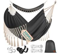 KESSER® Hamaca Resistente hasta 300kg | 320x150cm, para 1-2 Personas |, Transpirable, con Borlas Resistentes a la Intemperie, Ideal para Camping y Jardín, Antracita