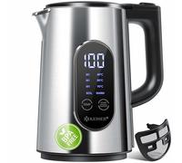 KESSER® Hervidor de Acero Inoxidable 1,7 Litros, Pantalla LED, 4 Vías - 40°C-100°C, 30min Mantener Caliente, 2200W, Libre de BPA, Filtro Antical & Easy-Open-Tapa, Plata