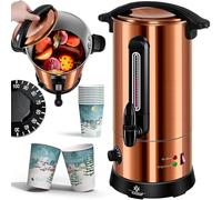 KESSER Hervidor de vino caliente de acero inoxidable de 30 l, incluye 10 vasos, hervidor de vino caliente con termostato, máquina expendedora de bebidas calientes, dispensador de agua caliente