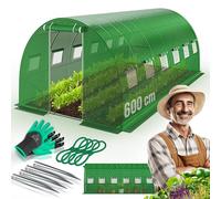 KESSER® Invernadero Estable con 12 Ventanas con mosquitera y Puerta, túnel de jardín con Marco de Acero galvanizado, 170 g/m², Incluye Guantes y Cuerdas, 600 x 300 cm, Color Verde