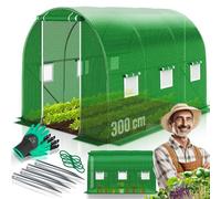 KESSER® Invernadero Estable con 6 Ventanas con mosquitera y Puerta, túnel de jardín con Marco de Acero galvanizado, 170 g/m², Incluye Guantes y Cuerdas, 200 x 300 cm, Color Verde