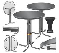 KESSER Juego de 2 mesas de bar plegables para gastro, placa de acero inoxidable con revestimiento de polvo, patas ajustables en altura, diámetro de 70 cm, para interior y exterior, mesa de recepción