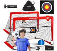 KESSER® Juego de 2 porterías de fútbol para niños, Plegables, con Barras de Fibra de Vidrio y Redes de portería para Interior, Exterior y jardín, con Bolsa de Transporte, Incl. inflador