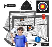 KESSER® Juego de 2 porterías de fútbol para niños, Plegables, con Barras de Fibra de Vidrio y Redes de portería para Interior, Exterior y jardín, con Bolsa de Transporte, Incl. inflador