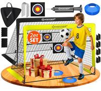 KESSER® Juego de 2 porterías de fútbol para niños, Plegables, con Barras de Fibra de Vidrio y Redes de portería para Interior, Exterior y jardín, con Bolsa de Transporte, Incl. inflador