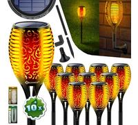 KESSER® Juego de Antorchas Solares para Jardín Luces Solares de Llama con Soporte de Pared + Sensor de Luz de Tierra Resistente a la Intemperie Luces Solares de Antorcha LED para Jardín Lámpara Solar