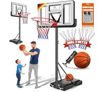 KESSER Juego de canasta de baloncesto ajustable de 160 a 210 cm, soporte de baloncesto móvil con ruedas, tabla de baloncesto, bomba y 2 redes, para interiores y exteriores, para niños y adultos, color