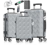 KESSER® Juego de maletas de viaje de 3 piezas | Juego de maletas de cabina ABS con cerradura de combinación, balanza de equipaje y cartera de viaje de 360° con ruedas | Equipaje de mano y maletas
