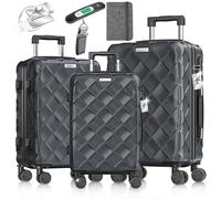 KESSER® Juego de maletas de viaje de 3 piezas | Juego de maletas de cabina ABS con cerradura de combinación, báscula de equipaje y cartera de viaje de 360° con ruedas | Equipaje de mano y maletas