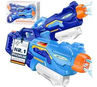 KESSER® Juego de Pistolas de Agua de 2 Pistolas de Agua Pistolas rociadoras Rango 10-11 Metros, Capacidad 1500ml diversión en el Agua Juguetes de Playa al Aire Libre para niños, Azul/Azul Claro