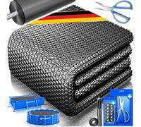 KESSER® Lona solar para piscina de 400 µm, cubierta solar redonda de 366 cm, cubierta solar flexible que se puede cortar, lona para piscina para calentar el agua, cubierta solar con tijeras, pinzas