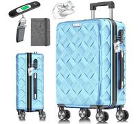 KESSER® Maleta de viaje, equipaje de mano, maletín rígido de ABS con cerradura de combinación, báscula y cartera de viaje, ruedas de 360°, maletín con ruedas para negocios y viajes, con barra