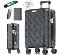 KESSER® Maleta de viaje, equipaje de mano, maletín rígido de ABS con cerradura de combinación, báscula y cartera de viaje, ruedas de 360°, maletín con ruedas para negocios y viajes, con barra