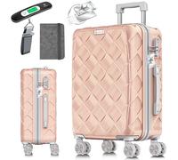 KESSER® Maleta de viaje, equipaje de mano, maletín rígido de ABS con cerradura de combinación, báscula y cartera de viaje, ruedas de 360°, maletín con ruedas para negocios y viajes, con barra