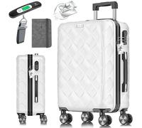 KESSER® Maleta de viaje, equipaje de mano rígido de ABS con cerradura de combinación, báscula y cartera, ruedas de 360°, maletín para negocios y viajes, con barra