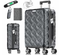 KESSER® Maleta de viaje, equipaje de mano rígido de ABS con cerradura de combinación, báscula y cartera, ruedas de 360°, maletín para negocios y viajes, con barra
