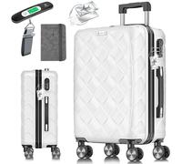 KESSER® Maleta de viaje, equipaje de mano rígido de ABS con cerradura de combinación, báscula y cartera, ruedas de 360°, maletín para negocios y viajes, con barra