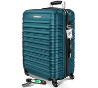 KESSER® Maleta de viaje rígida, incluye báscula de equipaje + etiqueta de equipaje, con cerradura de combinación, 4 ruedas, plástico ABS, mango telescópico, verde petróleo, 120L, De buena reputación
